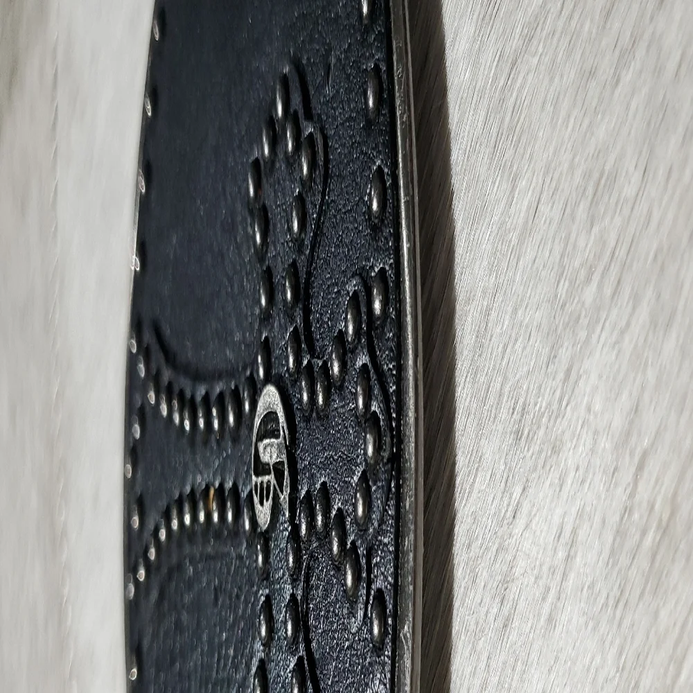 Guess Black and Silver Cross Belt Buckle